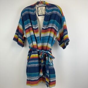 California Cowboy La Sirena Robe Womens XS/S Multi Color Striped Terry Lined